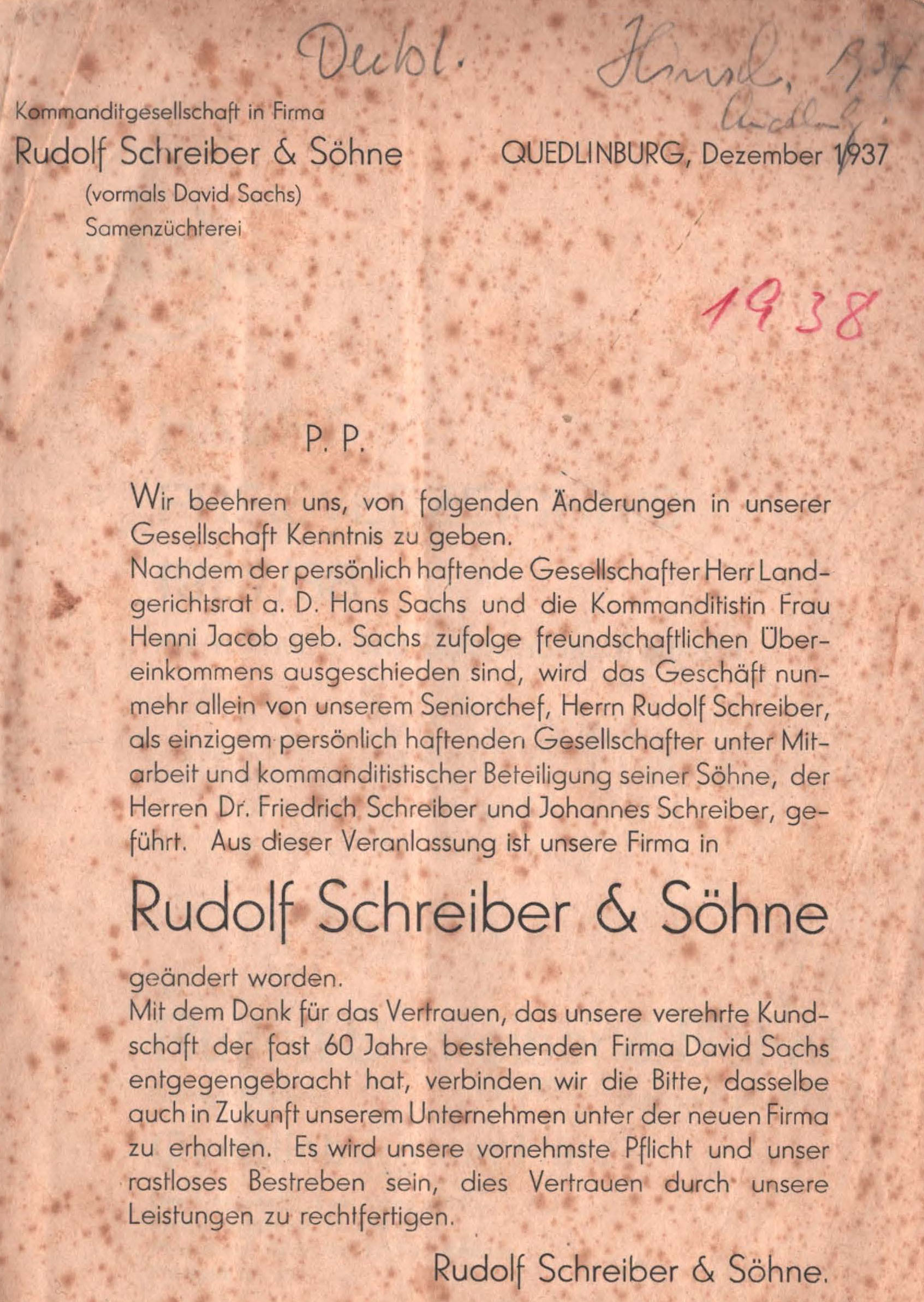 1937 Schreiber Enteignung Sachs 2